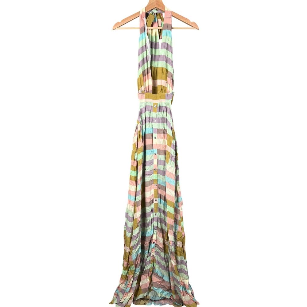 Mara Hoffman Multi-Color stripe Halter Dress Women's Size 10